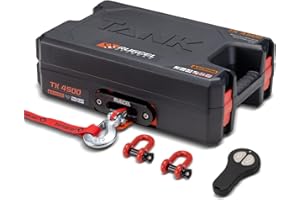 RUGCEL WINCH 12V DC Electric Portable Utility Winch 4500lb/2041kg Single Line Pull with Steel Mounting Plate, Integrated Haws