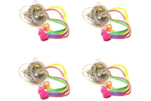GloFX LED Pacifier - 4 Pack - Rave Binkie Soft Light Up Toy Necklace Glowing Flashing RGB Style 4 Colors Blinky