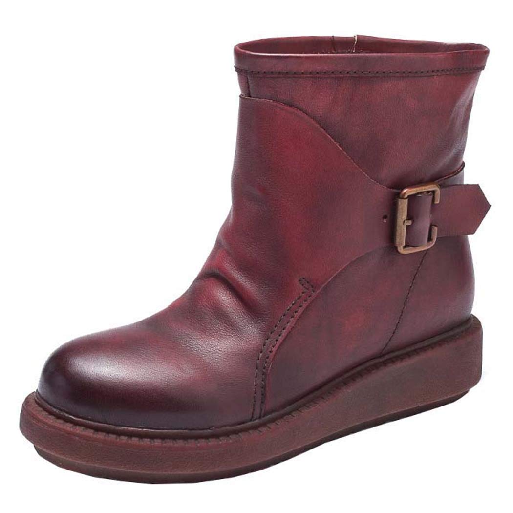 女性秋冬新革マーティンブーツレディースベルトバックルプラットフォームブーツ 36eu Brown B07hqr3y1d その他 Sale Blueparadise Chania Com
