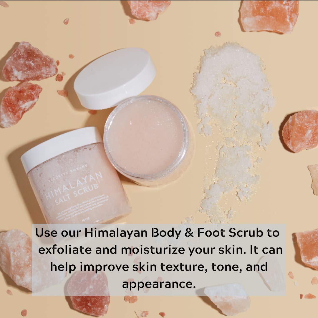 Brooklyn Botany Himalayan Salt Exfoliating Body Scrub & Foot Scrub - All Natural Exfoliator, Moisturizes With Sweet Almond Oil - Scrub Away Dead Skin - Great Gifts For Women - 10 oz : Beauty