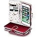 iPhone 7 Case - Terrapin iPhone 7 Wallet - Beautiful Floral Women's Case Folio Flip - Card Slots - Money Pocket - Wristlet - Red with Cute Floral Interior