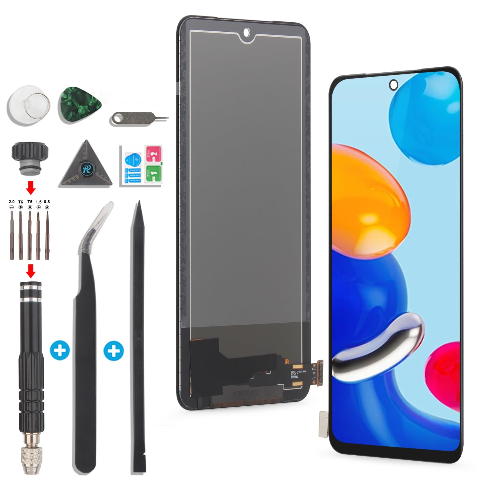 RongZy Replacement for Xiaomi Redmi Note 11S /Redmi Note 11 2201117SG 2201117SI/2201117TG Screen Replacement LCD Display Touch Screen Digitizer Assembly with Kit(Black)