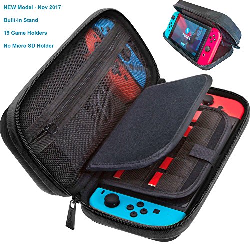 Switch Deluxe Travel Carrying Case with (19 Game Card and 2 Micro SD Card Holders) by ButterFox - Black