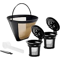 Reusable Coffee Filter,Cone Coffee Filter,for Ninja Dual Brew Coffee Maker Ninja CFP301 CFP201,2 Pack Reusable Coffee Pods,Ea