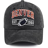 Terojnkl Embroidered City Football Hat for Men Women, Adjustable Unisex Cotton Fans Baseball Cap