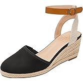 DREAM PAIRS Women's Ankle Strap Closed Toe Espadrille Wedge Heels Sandals