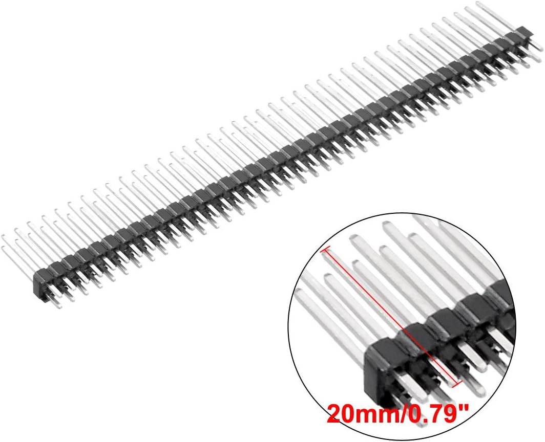 Sourcingmap 5Pcs 2.54mm Pitch 40-Pin 20mm Length Double Row Straight Connector Pin Header Strip for Prototype Shield - Image 5