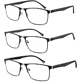 Ryegis Pack 3 Bifocal Reading Glasses For men,Blue Light Blocking Computer No line Reader 1.25