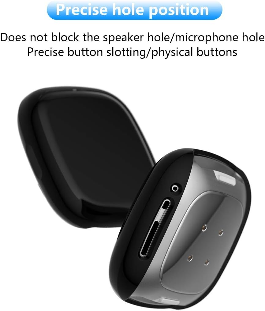 Tencloud Cases Compatible with Fitbit Sense Case Screen Protector TPU Protective Case Cover Film All-around Watch Covers for Sense/Versa 3 Smartwatch (Black) - Image 3