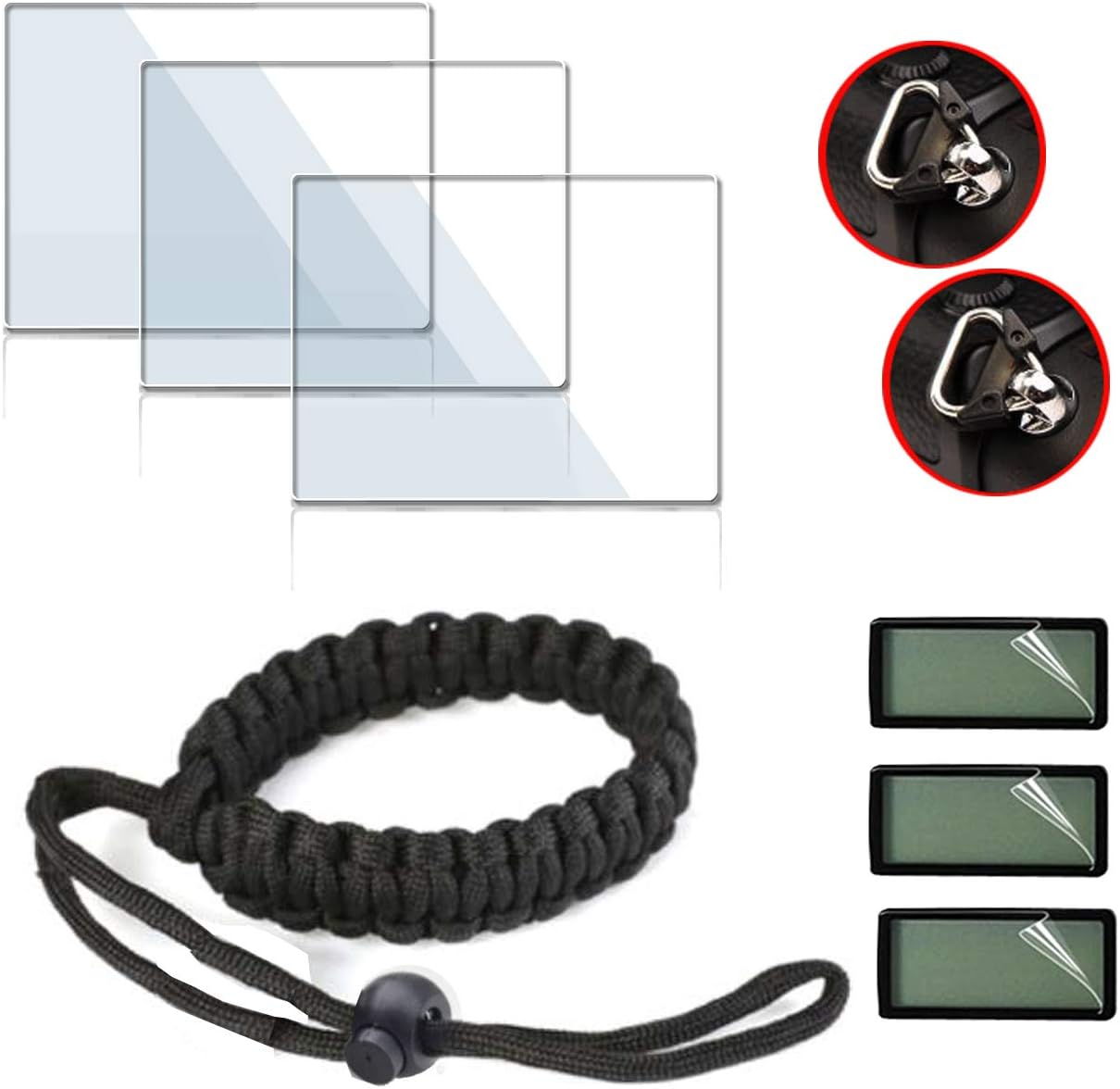 debous Screen Protector Compatible Canon eos 6D Mark ii Digital SLR Camera,Anti-Finger Tempered Glass Hard Protective Shield Film Cover Adjustable Wrist Strap Shoulder Strap Adapter Include