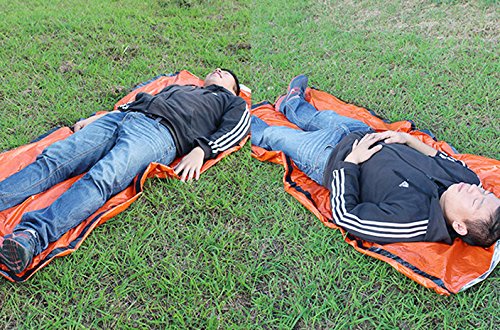 KingTo Sleeping Bag, Lightweight Portable Waterproof,Outdoor Survival Mat Pad Foil Thermal Space First Aid Emergency Blanket Survival to Keep Warm Sleeping Bag Camping Anti-Cold Blanket - Thumbnail 4