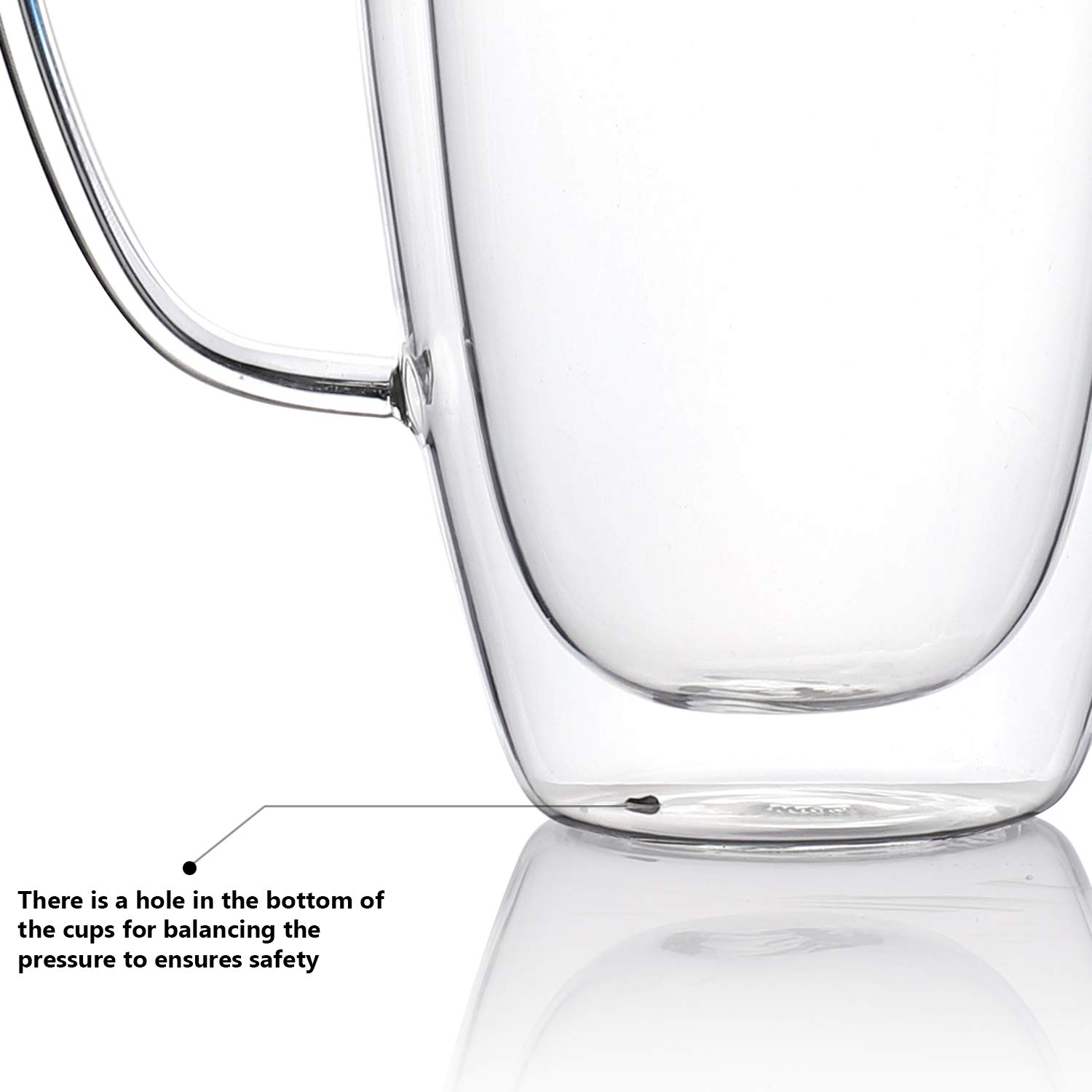 Sweese 4612 Glass Coffee Mugs Set of 2 - Double Wall Tall Insulated Tea Cup with Handle Glassware, Perfect for Cappuccino, Latte, Macchiato, Tea, Juice, Iced Beverages, 15 oz