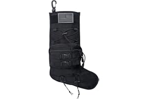 Speed Track Tactical Christmas Stocking, with Flag Patch MOLLE Webbing, Zip Pocket, MOLLE Clips, Gift for Veterans Military Patriotic and Outdoorsy People, Urban Black