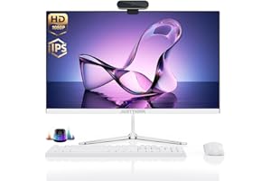 JUSTTHINK 23.8" All-in-One Desktop Computer (Wireless Keyboard, Mouse & Speaker) Intel CPU up to 2.9GHz, FHD, 16GB RAM, 512GB SSD, Windows 11, BT5.2, WiFi 6,Minimalist Style for Home, Office