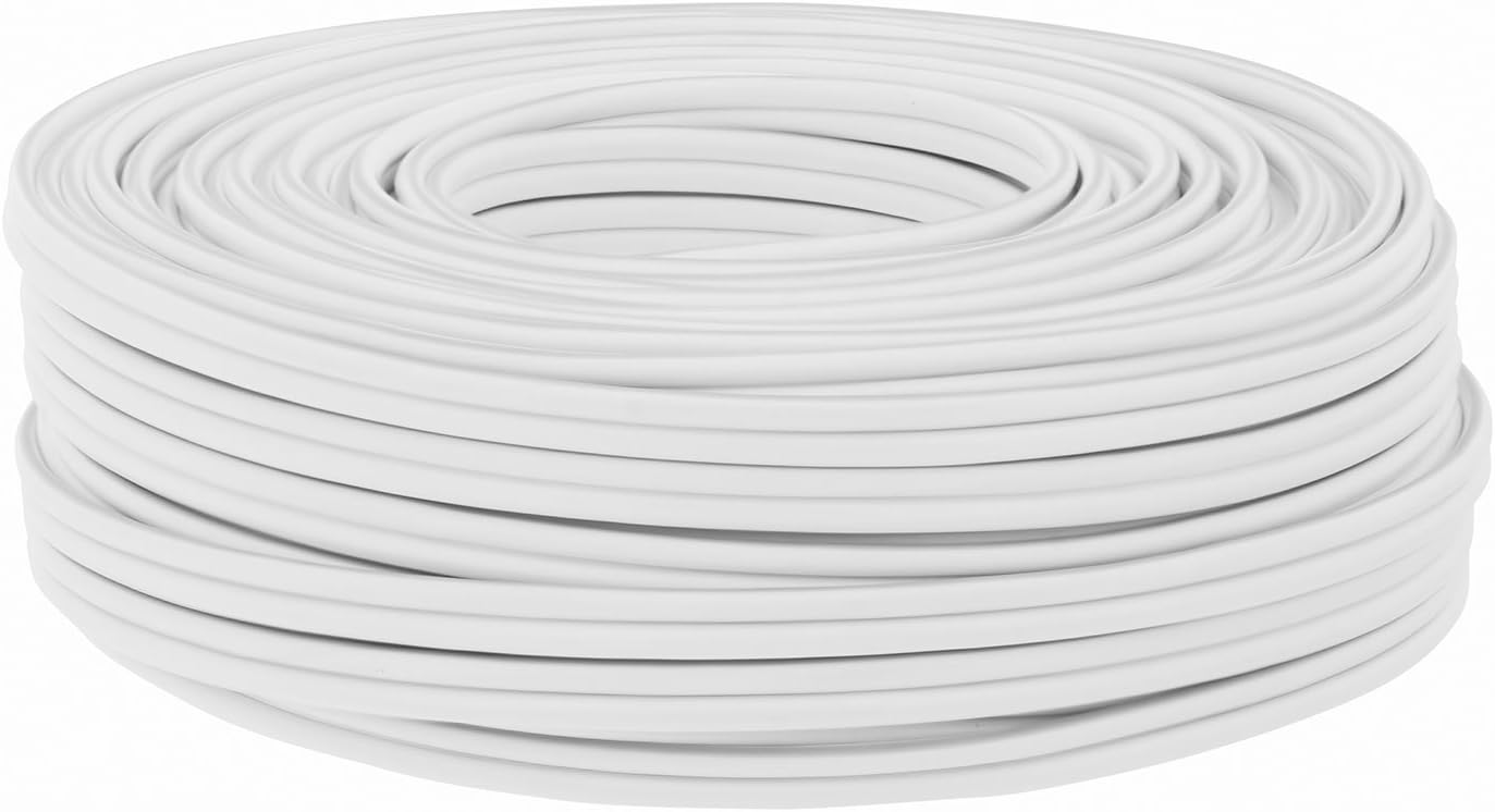 DCSk White Speaker Cable - German Made - Pure Copper Speaker Wire for HiFi or Car Audio - AWG 14 Role - Speaker Cable 25m - 2 x 2.5mm²