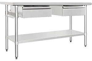 HARDURA Stainless Steel Prep Table with Drawer 24" x 60" NSF Heavy Duty Bench with Undershelf, Hook and Galvanized Legs for C
