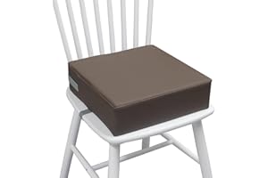 EIURY Toddler Booster Seat for Dining Table,Two Elastic Seat Belts, Anti-Scratch PU Skin-Friendly, Waterproof, Anti-Wrinkle, Detachable Non-Slip Bottom - Dark Brown