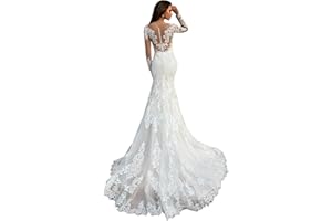 WaterDress Beach Wedding Dresses for Bride 2025 Long Sleeve Lace Boho Bridal Gowns for Women WDW001
