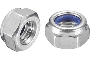 uxcell 5Pcs M10 x 1.25 Nylon Insert Hex Lock Nuts, 304 Stainless Steel Self-Locking Nylon Insert Stop Nut for Industrial Cons