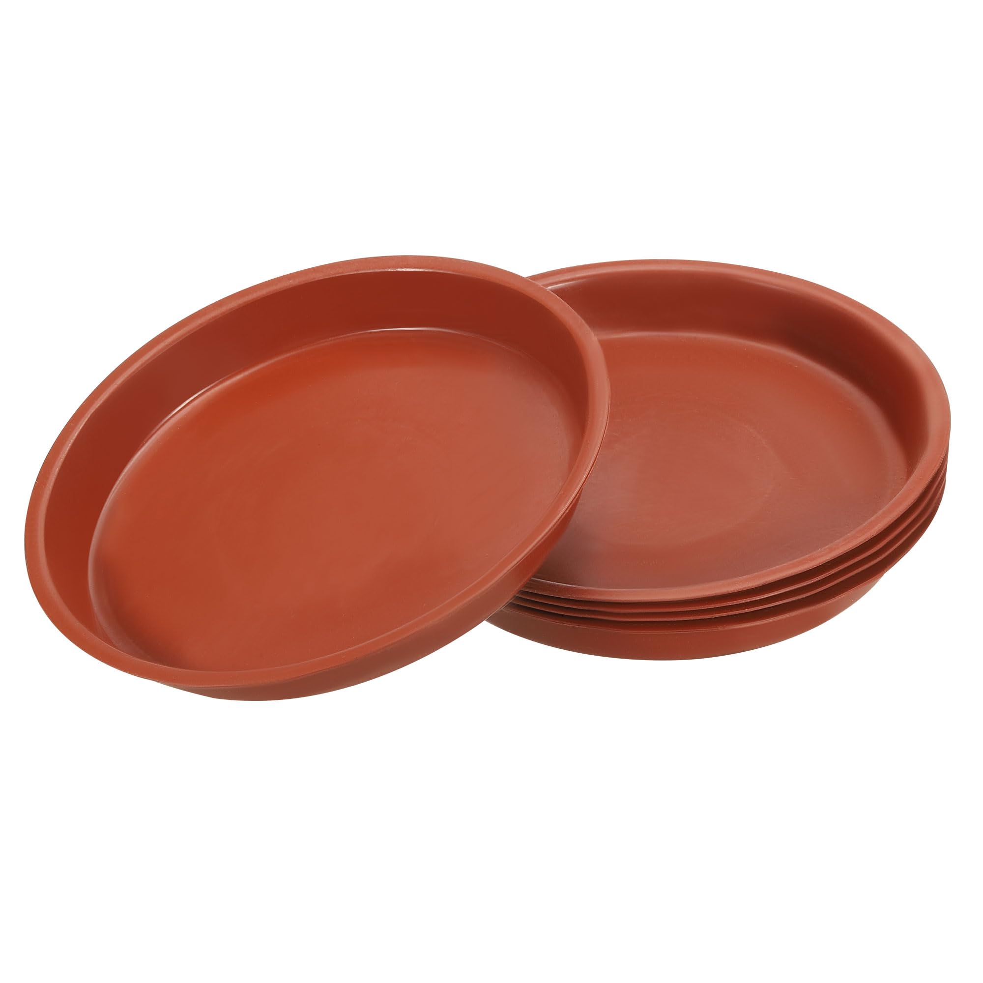 M METERXITY 5 Pack Planter Saucers - Plastic Plant Tray Flowerpot Drip Trays Round Apply to Outdoor/Garden (5.4 Inch/ 13.7cm, Red)