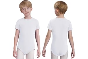 DINORMIN Kids Boys Latin Jazz Gymnastics Jumpsuit Figure Skating Bodysuit Solid Leotards Tops Modern Dancewear