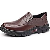 Mens Slip On Casual Loafers Comfortable Leather Non Slip Walking Shoes Luxury Soft Bussiness Work Dress Shoes for Office Driving