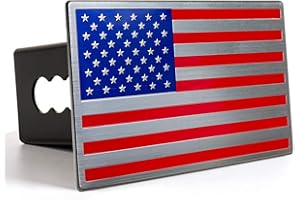 BONRCEA American Flag Metal Trailer Hitch Cover for 2 inch Receivers