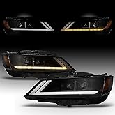 AKKON - [Switchback LED Signal Fits 2015-2017 Chevy Impala LED DRL Black Smoked [Projector Hi-Lo Beam] Headlights Pair