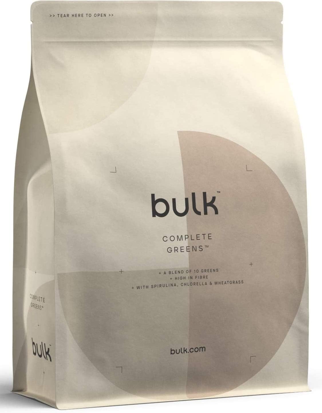 Bulk Complete Greens Powder, Blend of 8 Super Greens, High Fibre, High Dosage, Daily Vitamins, Spirulina, Chlorella