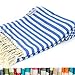 Royal Blue Striped Turkish Towel - Naturally Dyed 100% Cotton - 70x39 inches - Beach Towel Bath Pool Yoga Pilates Picnic Blanket Scarf Peshtemal Hammam Fouta