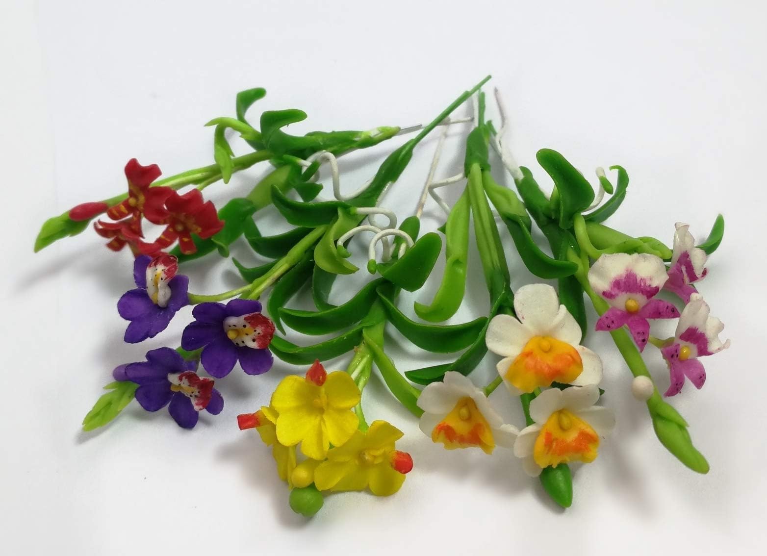 thebestbuy Set of 5 Dollhouse Miniature Fariy Garden Blank Colorful Orchid - A