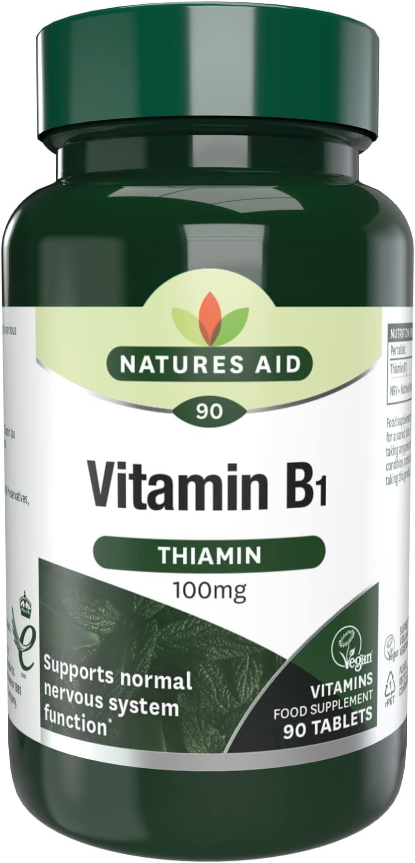 Natures Aid Vitamin B1 100mg Thiamine Tablets – 90 Vegan Tablets