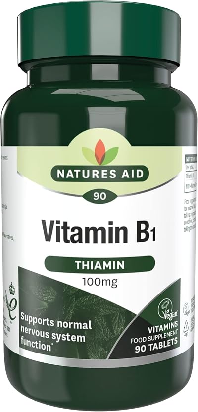 Natures Aid Vitamin B1 100mg Thiamine Tablets – 90 Vegan Tablets