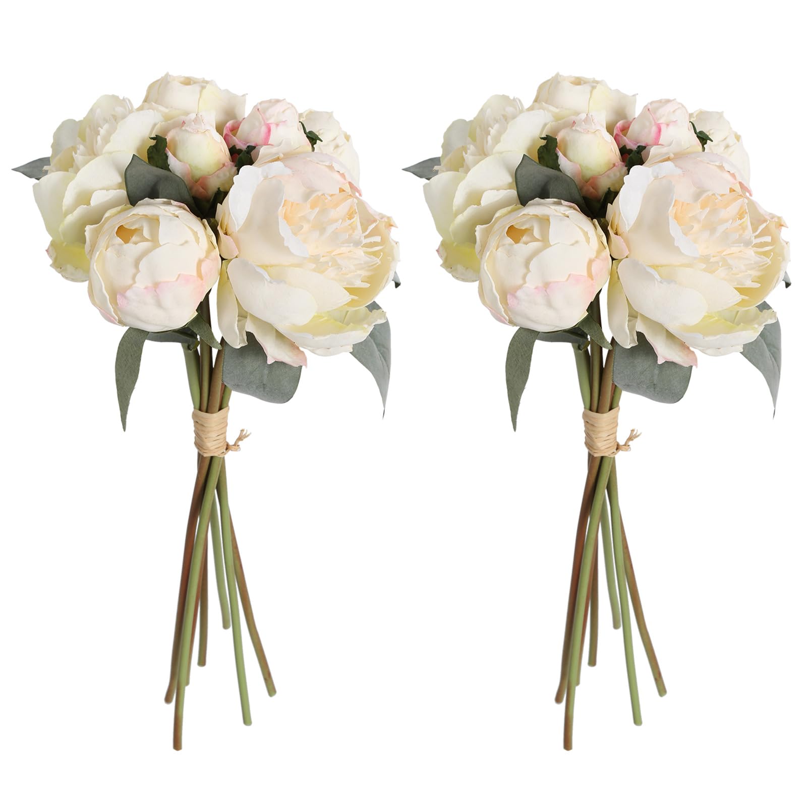 Photo 1 of ICBOX White Artificial Peonies 2 Bouquets Silk Flowers 14Heads Vintage White Fake Flowers Faux Peony Flowers for Flower Arrangements Artificial Centerpiece Home Table Dining Room Decor (Ivory White)