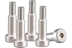 UOMIO 5 PCS 8*M6*16 Hex Socket Shoulder Bolt, Metric Machine Hex Socket Screw, Stainless Steel Shoulder Screws/Bolts, Metric Socket Head Cap Screws, Rust-Resistant, Smooth Finish, Durable