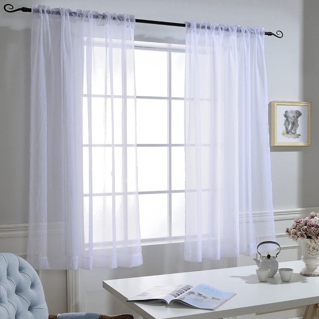 Amazon Com Nicetown Short Sheer Curtain Panels Rod Pocket