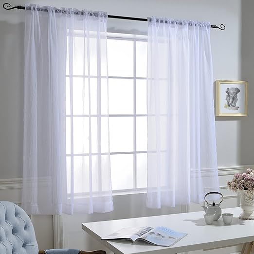 Amazon Com Nicetown Short Sheer Curtain Panels Rod Pocket