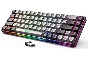 GEODMAER 65% Wireless Gaming Keyboard, Rechargeable Backlit Gaming Keyboard, Plug-and-Play, Ultra-Compact Anti-ghosting No-Conflict Keyboard for PC Laptop PS5 PS4 Xbox One Mac Gamer (Grey-Black)