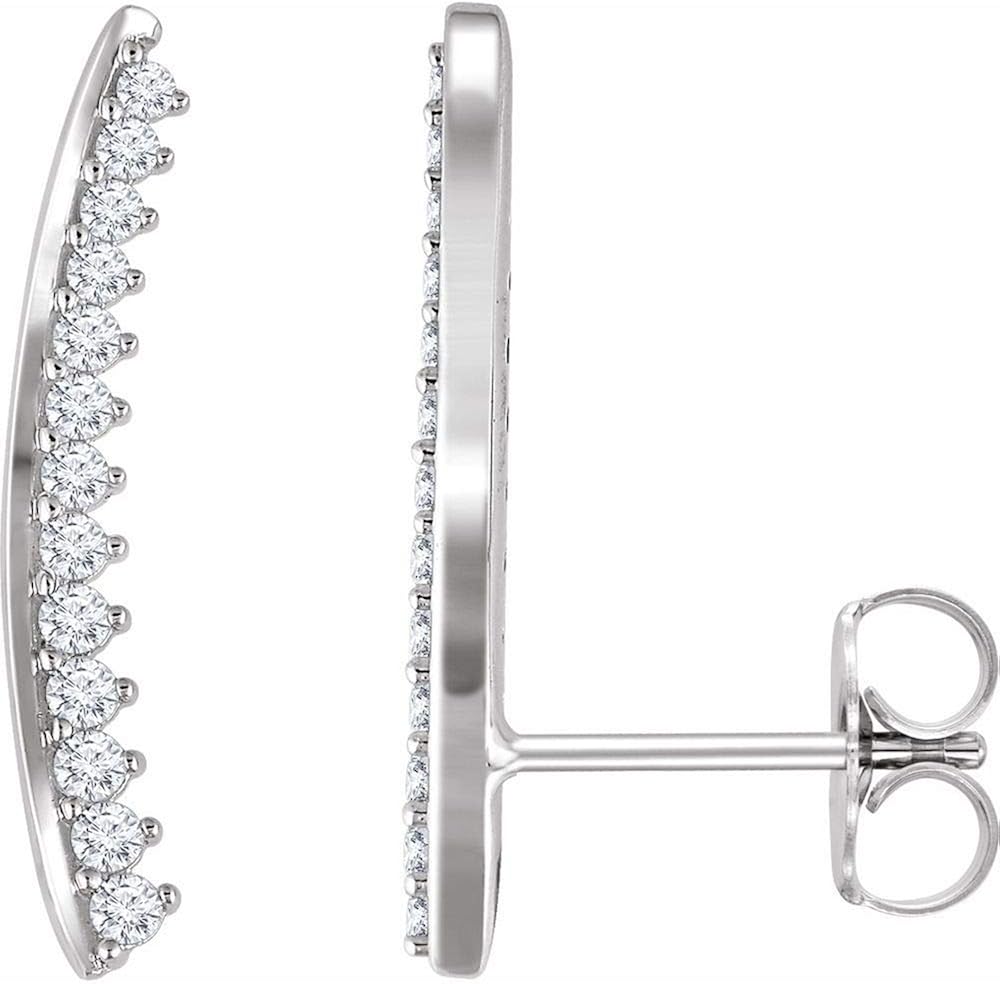 14ct White Gold Diamond Ear Climbers Earrings (1/3 cttw) Amazon.fr Bijoux