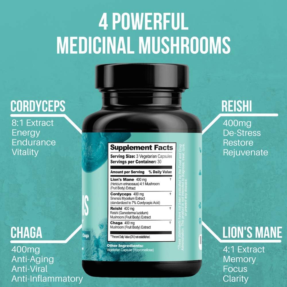 OPTIFY Mushroom Supplement Max Strength 4X Extract Lions Mane