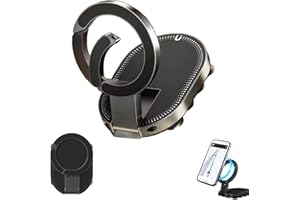 3-in-1 Magnetic Phone Holder with Suction Cup & Hook, 360° Rotation Foldable Portable Mount for Car Dashboard, Kitchen, Offic