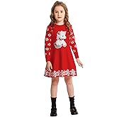 SMILING PINKER Girls Christmas Dress Unicorn Snowflake Crew Neck Long Sleeve Winter Sweater