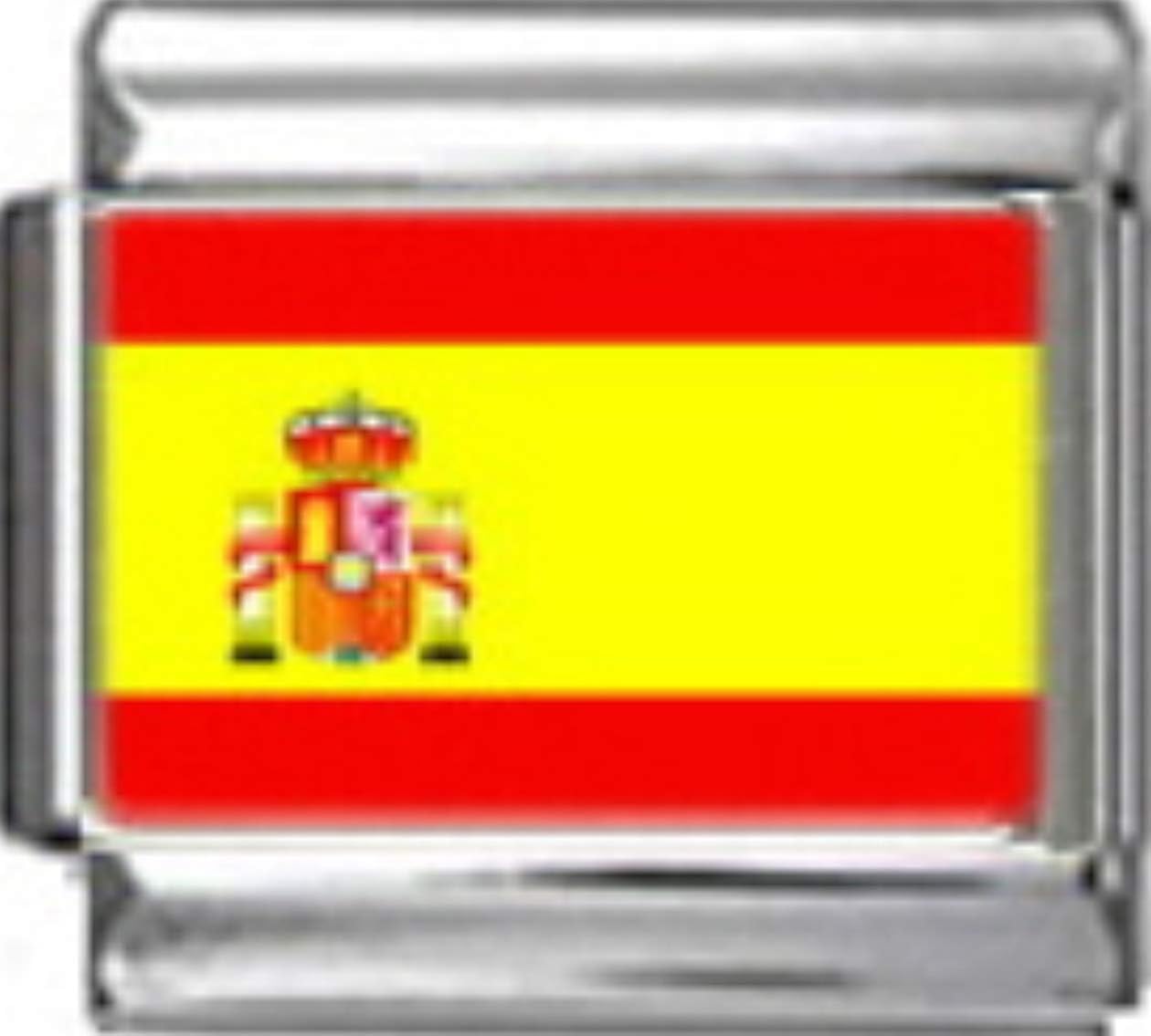 Stylysh Charms Spain Spanish Flag Photo Italian 9mm Link PC164