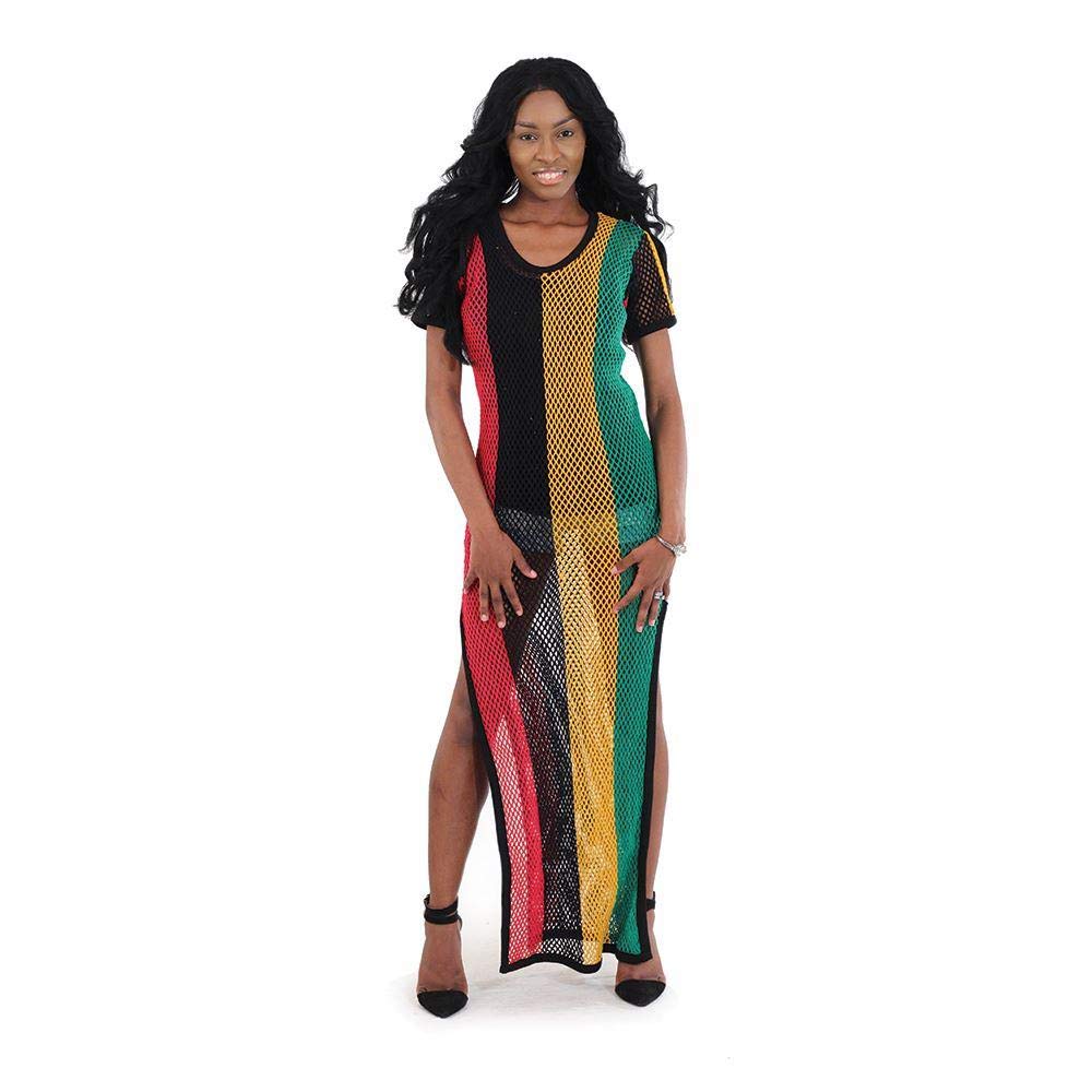 red yellow green mesh dress