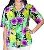 La Leela Hawaiian Shirt Beach Blouses Top Women Tank Casual Aloha Boho Holiday Button Up