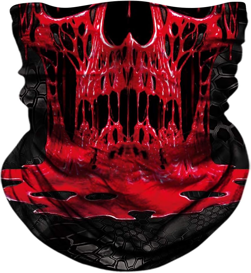 TERNNK Skull Face Mask Half Sun Dust Wind Protection, 3D Tube Mask Seamless Durable Face Mask Bandana Skeleton Face Mask Motorcycle Bike Riding Fishing Hunting Cycling Festival, Many Patterns (F17)