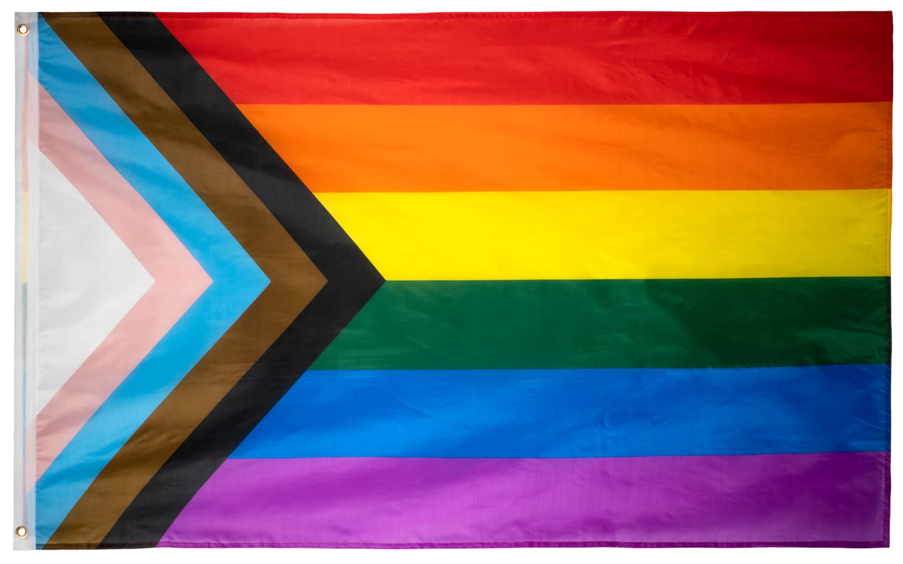Storm&Lighthouse Progress Pride Flag Gay LGBTQ+ Flag Rainbow with Chevron 5ft x 3ft with Eyelets Pride Accessories Gay Pride Banner for Party Parades, Carnivals, Festival Decorations and Celebrations