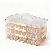TekkPerry Plastic Cookie Storage Containers Airtight,3-Layer Food Storage Containers with Lid&amp;Handle,Stackable Thicken Cookie Carrier for Transport Dumpling Storage Box,White