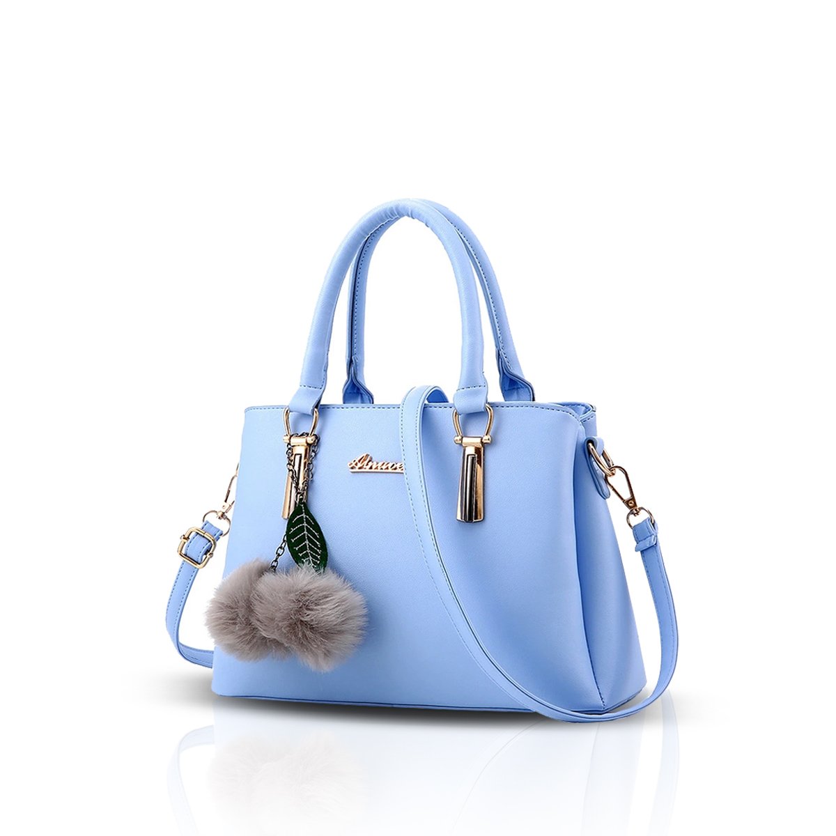 NICOLE&DORIS Handbags for Women Fashion Top-Handle Bags Crossbody Bags Messenger Bags Handbags with Pompom Blue
