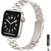 OMIU Thin Band Compatible with Apple Watch 40mm 38mm 41mm 42mm 44mm 45mm 49mm, Premium Stainless Steel Metal Replacement Adjustable Wristband Strap for iWatch Ultra SE Series 8/7/6/5/4/3/2/1 Women Men